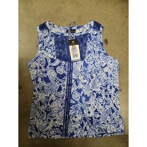 Rafaella Ladies Sleeveless Split Neck With Fabric Tie Fashion Top Small